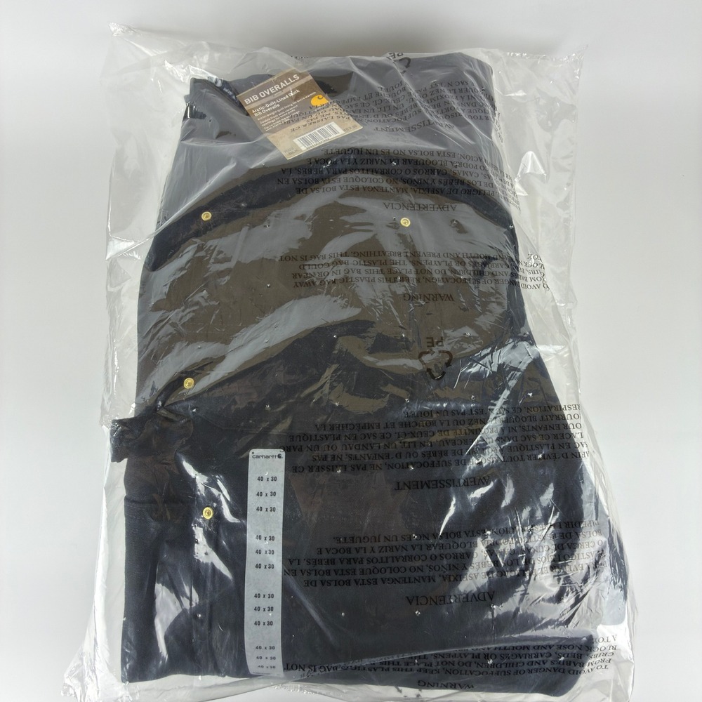 Carhartt Arctic Quilt Lined Bibs Overalls Mens 40x30 R03 BLK Black NWT NOS